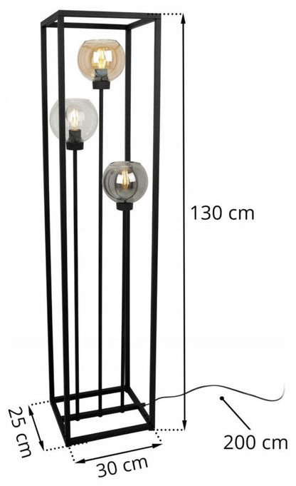 Light Home LH Haga Cage gulvlampe 3x E27 60W rund skærm sort fod 1 stk.