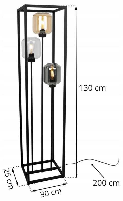 Light Home LH Haga Cage gulvlampe 3x E27 60W oval skærm sort fod 1 stk.