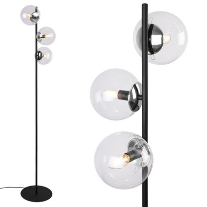 Light Home LH Siena gulvlampe 3x E27 60W sort/krom klar skærm 1 stk.