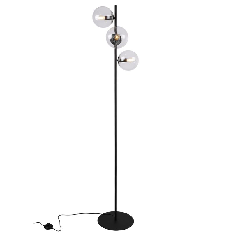 Light Home LH Siena gulvlampe 3x E27 60W sort/krom klar skærm 1 stk.