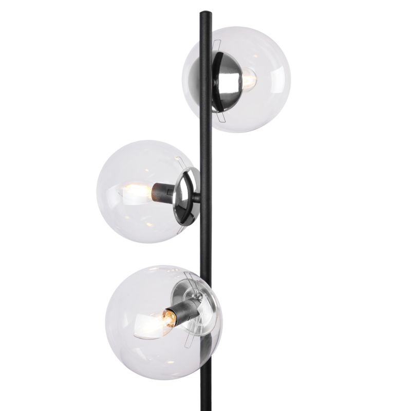 Light Home LH Siena gulvlampe 3x E27 60W sort/krom klar skærm 1 stk.