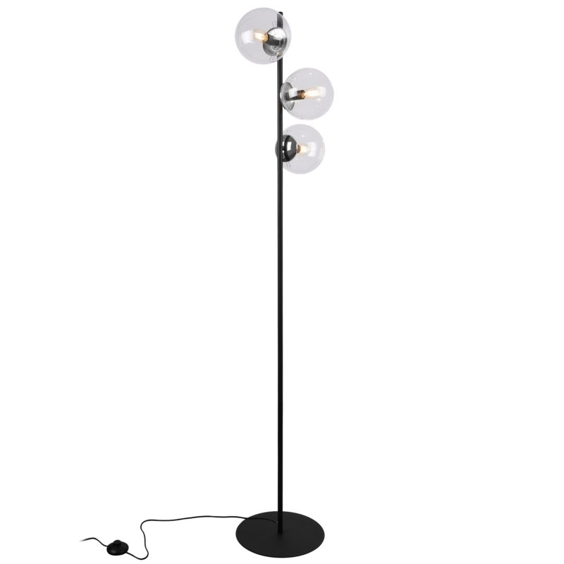 Light Home LH Siena gulvlampe 3x E27 60W sort/krom klar skærm 1 stk.