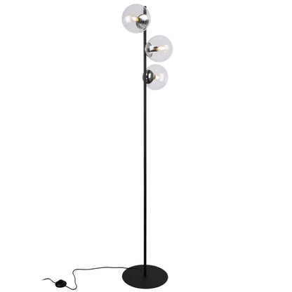 Light Home LH Siena gulvlampe 3x E27 60W sort/krom klar skærm 1 stk.