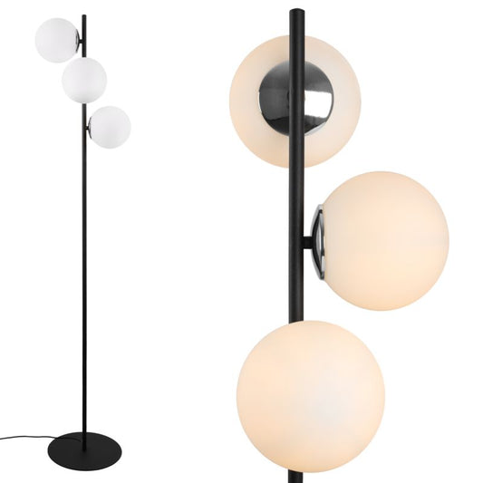 Gulvlampe Light Home LH Siena 3x E27 60W sort/krom med hvid skærm 1 stk.