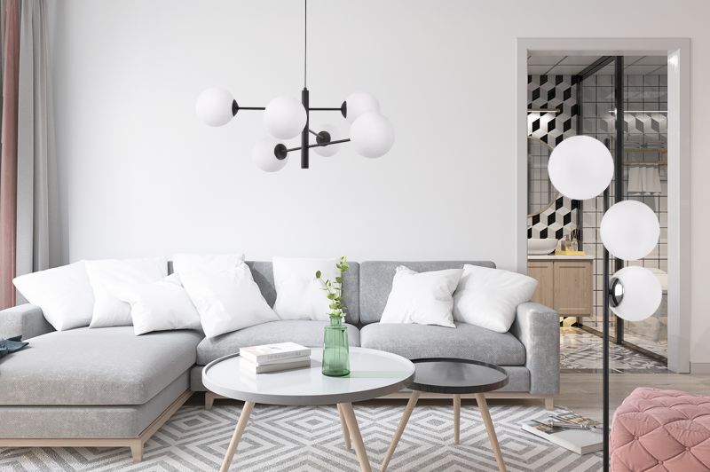 Gulvlampe Light Home LH Siena 3x E27 60W sort/krom med hvid skærm 1 stk.
