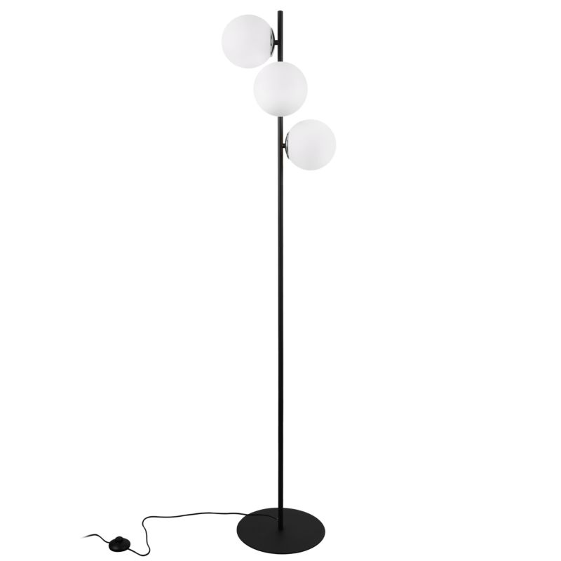 Gulvlampe Light Home LH Siena 3x E27 60W sort/krom med hvid skærm 1 stk.