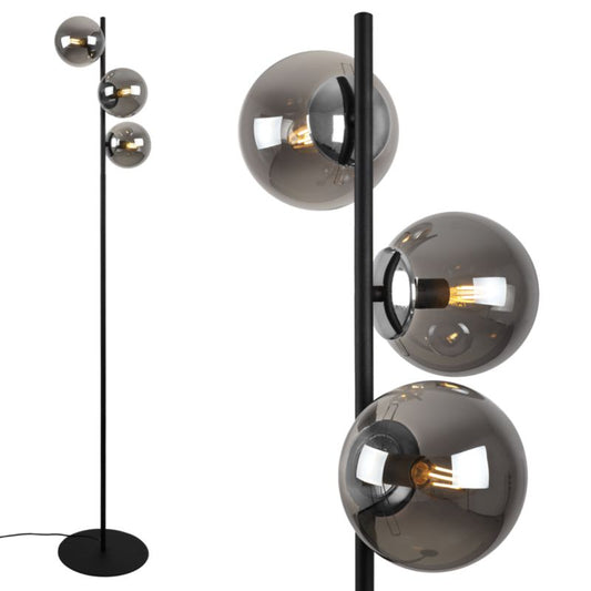 Light Home LH Siena gulvlampe 3x E27 60W sort/krom med grafitgrå skærm 1 stk.