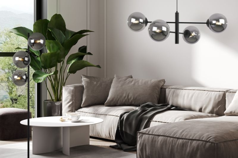 Light Home LH Siena gulvlampe 3x E27 60W sort/krom med grafitgrå skærm 1 stk.