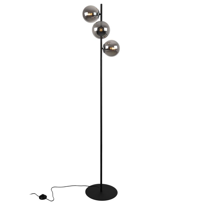 Light Home LH Siena gulvlampe 3x E27 60W sort/krom med grafitgrå skærm 1 stk.