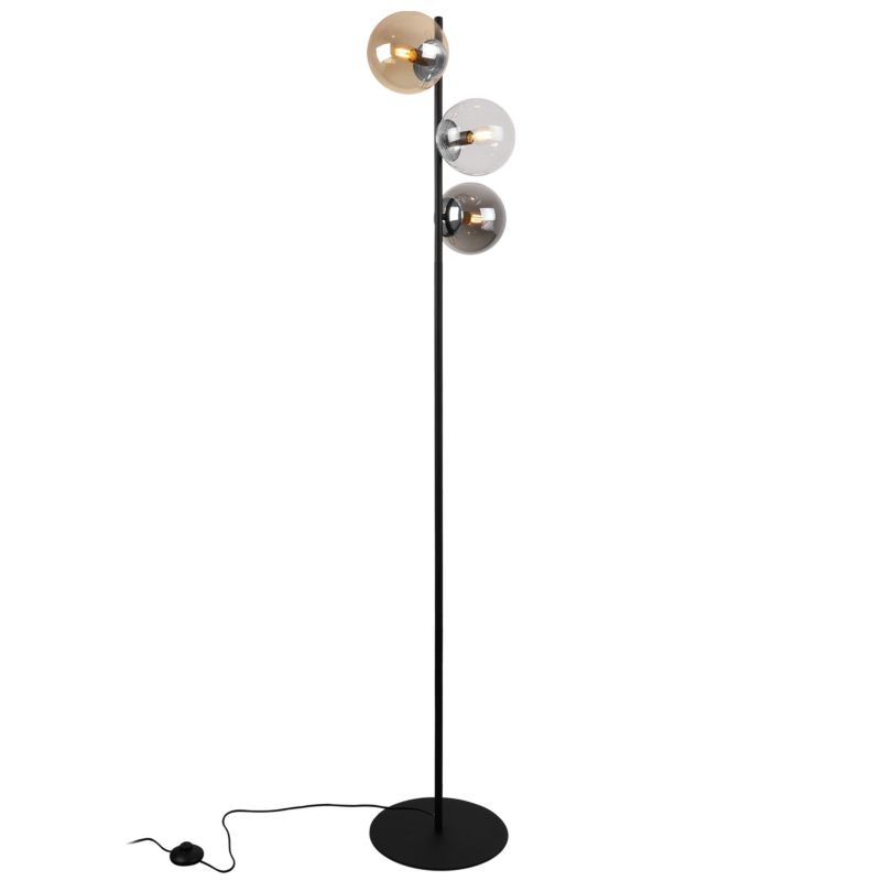 Light Home LH Siena gulvlampe 3x E27 60W sort/krom blandet skærm 1 stk.