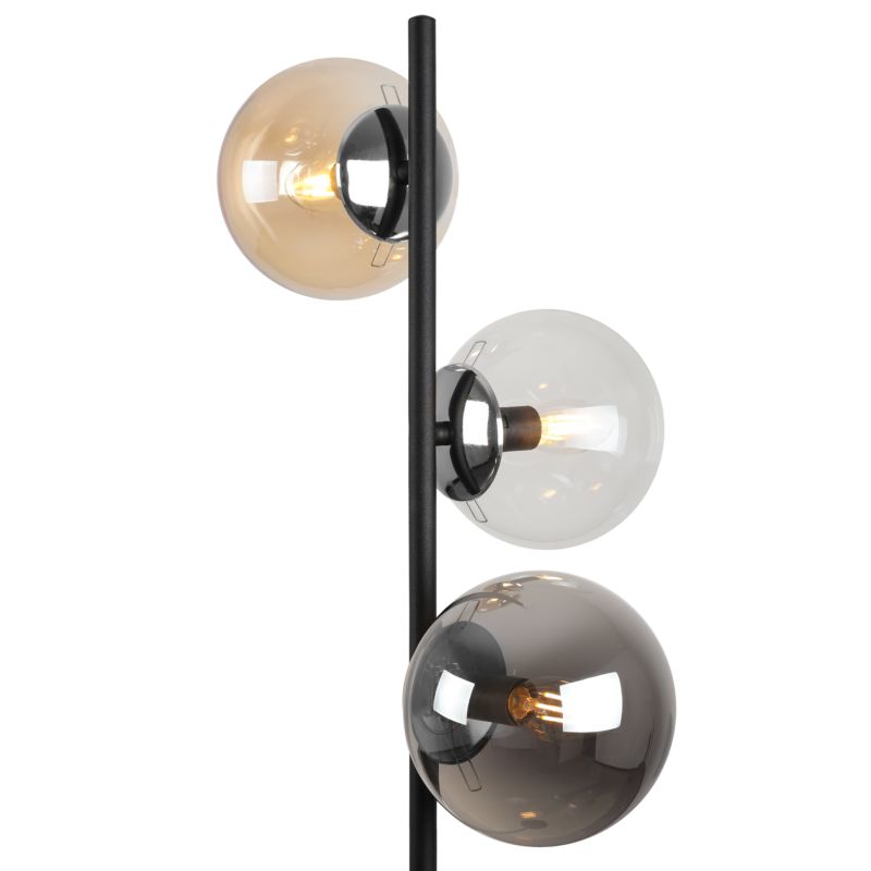 Light Home LH Siena gulvlampe 3x E27 60W sort/krom blandet skærm 1 stk.