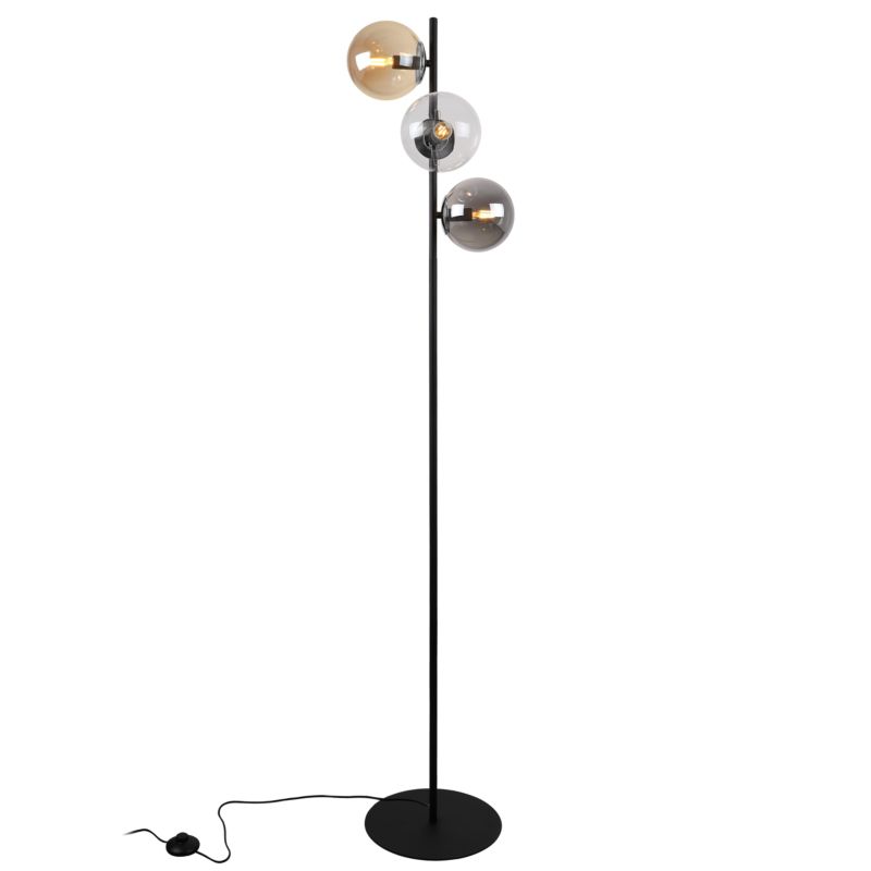Light Home LH Siena gulvlampe 3x E27 60W sort/krom blandet skærm 1 stk.