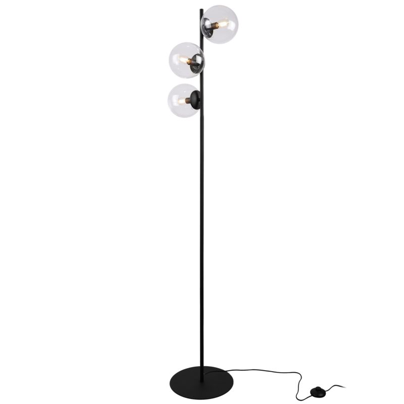 Light Home LH Siena gulvlampe 3x E27 60W sort skærm klar glas 1 stk.