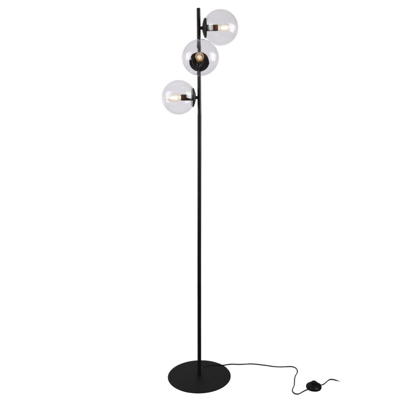 Light Home LH Siena gulvlampe 3x E27 60W sort skærm klar glas 1 stk.