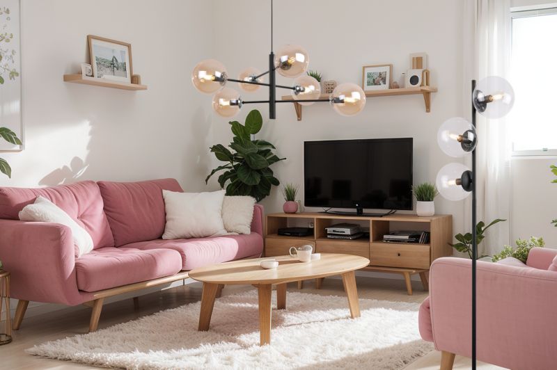 Light Home LH Siena gulvlampe 3x E27 60W sort skærm klar glas 1 stk.