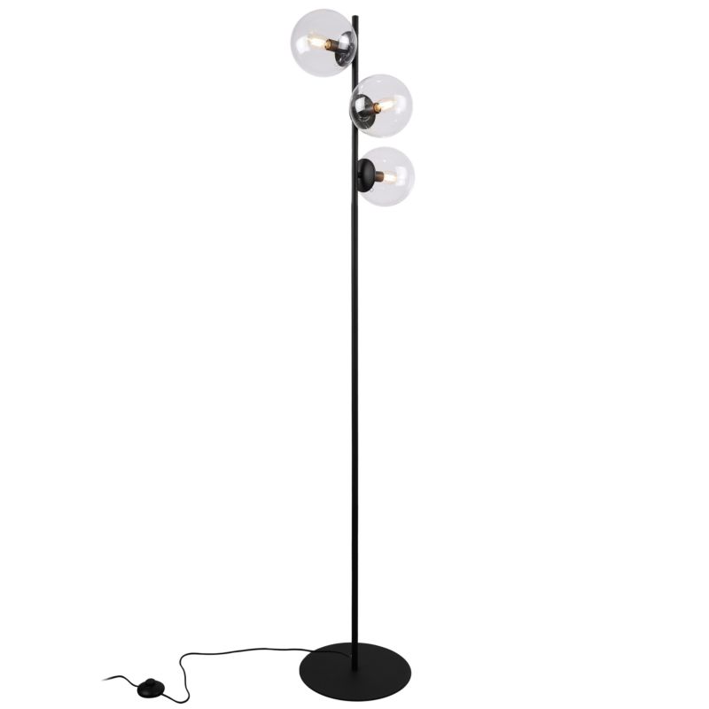 Light Home LH Siena gulvlampe 3x E27 60W sort skærm klar glas 1 stk.