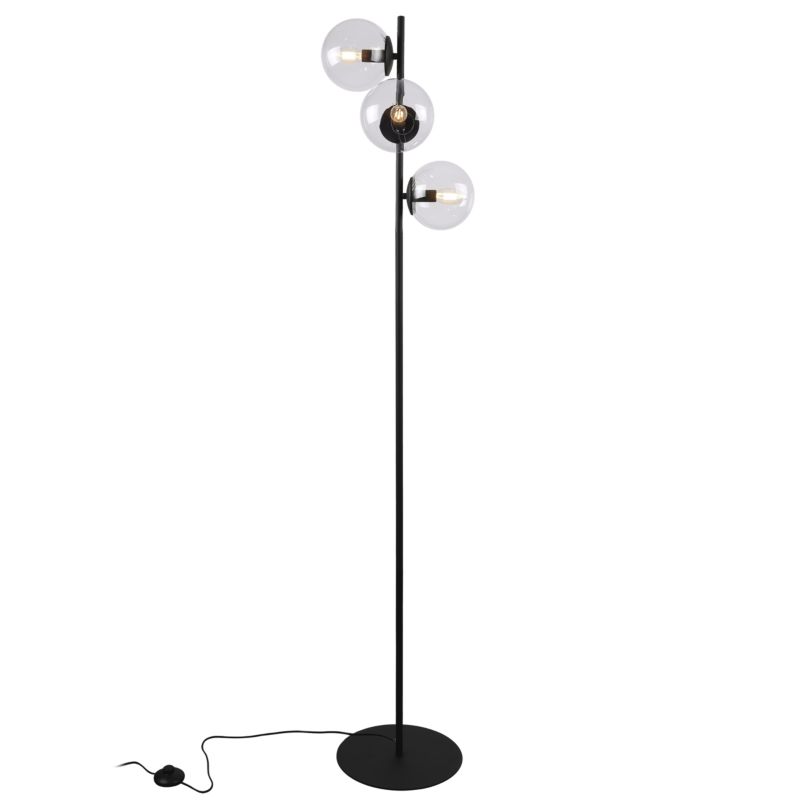 Light Home LH Siena gulvlampe 3x E27 60W sort skærm klar glas 1 stk.
