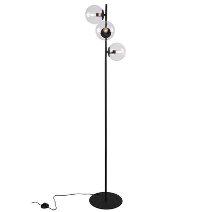 Light Home LH Siena gulvlampe 3x E27 60W sort skærm klar glas 1 stk.