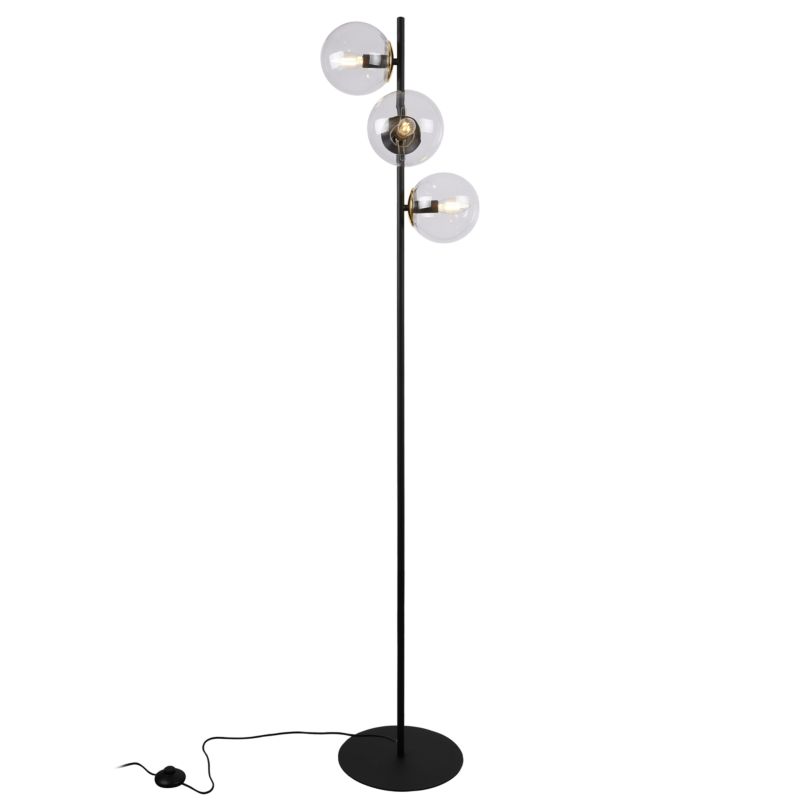 Light Home LH Siena gulvlampe 3x E27 60W sort/guld klar skærm 1 stk.