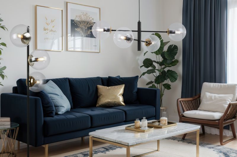 Light Home LH Siena gulvlampe 3x E27 60W sort/guld klar skærm 1 stk.