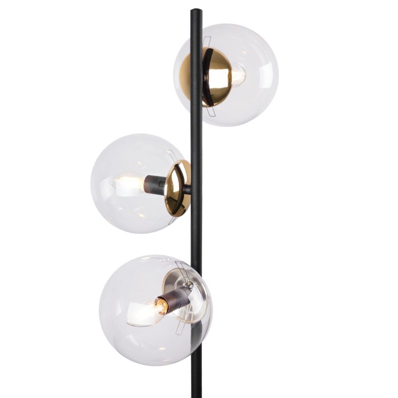 Light Home LH Siena gulvlampe 3x E27 60W sort/guld klar skærm 1 stk.