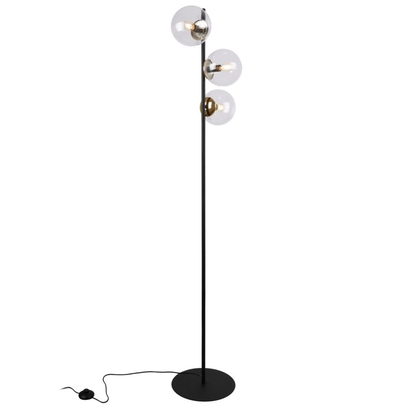 Light Home LH Siena gulvlampe 3x E27 60W sort/guld klar skærm 1 stk.