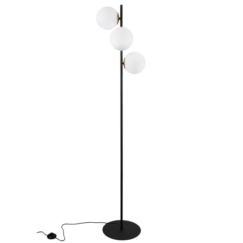 Light Home LH Siena gulvlampe 3x E27 60W sort/guld skærm hvid 1 stk.