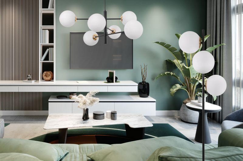 Light Home LH Siena gulvlampe 3x E27 60W sort/guld skærm hvid 1 stk.