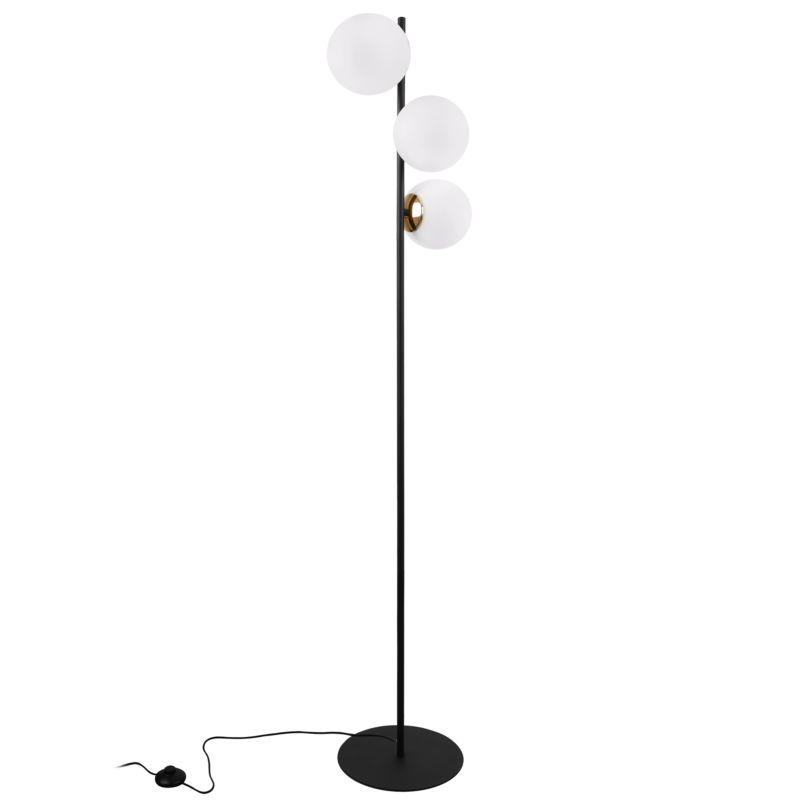 Light Home LH Siena gulvlampe 3x E27 60W sort/guld skærm hvid 1 stk.