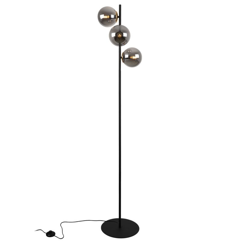 Light Home LH Siena gulvlampe 3x E27 60W sort/guld grafitglas skærm 1 stk.