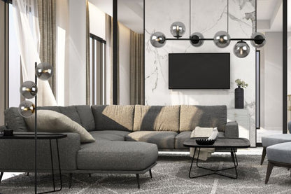 Light Home LH Siena gulvlampe 3x E27 60W sort/guld grafitglas skærm 1 stk.