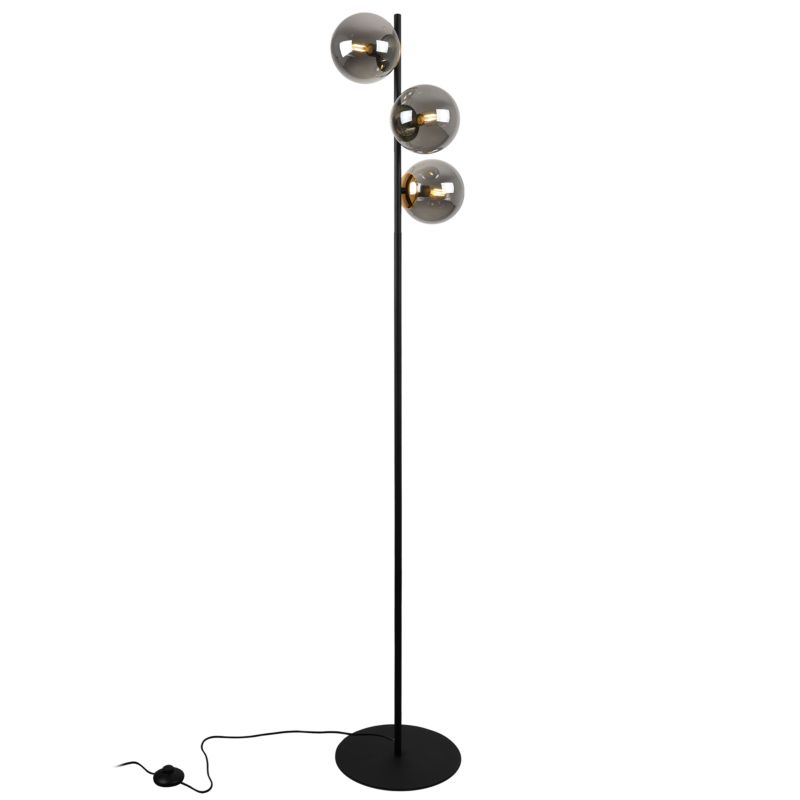 Light Home LH Siena gulvlampe 3x E27 60W sort/guld grafitglas skærm 1 stk.
