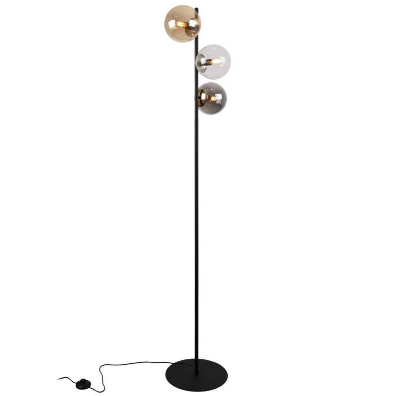 Light Home LH Siena gulvlampe 3x E27 60W sort/guld blandet skærm 1 stk.