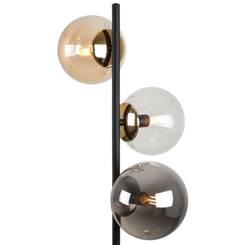 Light Home LH Siena gulvlampe 3x E27 60W sort/guld blandet skærm 1 stk.