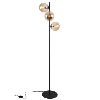Light Home LH Siena gulvlampe 3x E27 60W sort/guld med honningfarvet skærm 1 stk.