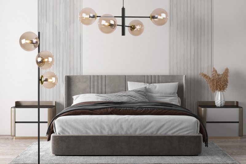 Light Home LH Siena gulvlampe 3x E27 60W sort/guld med honningfarvet skærm 1 stk.