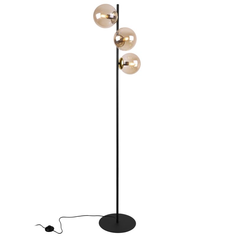 Light Home LH Siena gulvlampe 3x E27 60W sort/guld med honningfarvet skærm 1 stk.