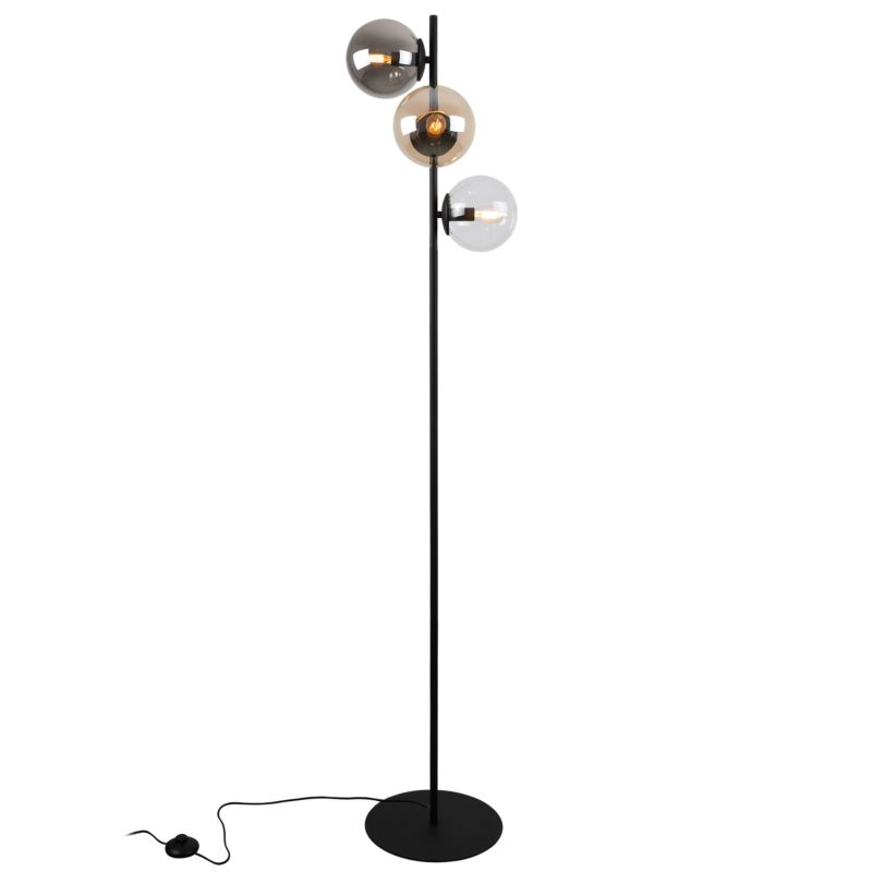 Light Home LH Siena gulvlampe 3x E27 60W sort med blandet skærm 1 stk.