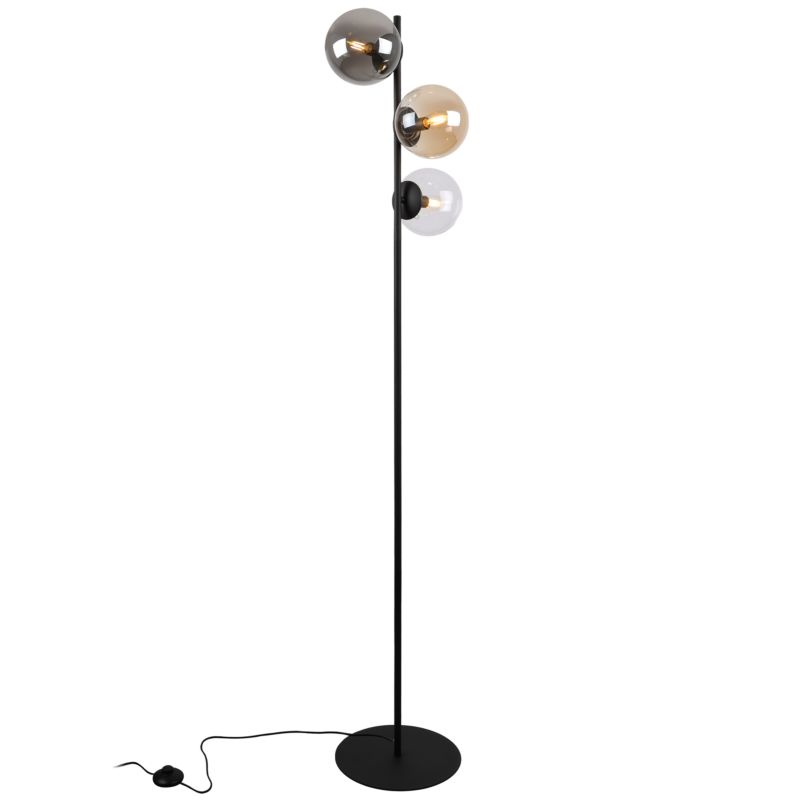 Light Home LH Siena gulvlampe 3x E27 60W sort med blandet skærm 1 stk.