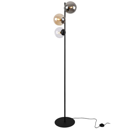 Light Home LH Siena gulvlampe 3x E27 60W sort med blandet skærm 1 stk.
