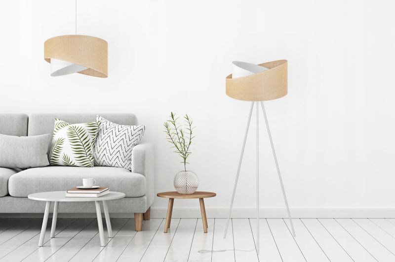 Gulvlampe med treben Light Home LH Juta Træ 1x E27 60W tynde ben hvid/naturlig 1 stk.