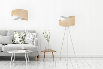 Gulvlampe med treben Light Home LH Juta Træ 1x E27 60W tynde ben hvid/naturlig 1 stk.