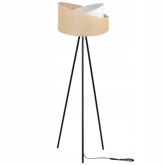 Light Home LH Juta træ gulvlampe med trefod 1x E27 60W, tynde ben, sort/naturlig, 1 stk.