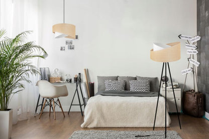 Light Home LH Juta træ gulvlampe med trefod 1x E27 60W, tynde ben, sort/naturlig, 1 stk.