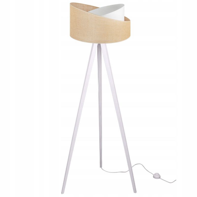 Gulvlampe tripod Light Home LH Juta træ 1x E27 60W tykke ben hvid/naturlig 1 stk.