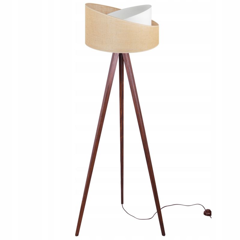 Gulvlampe med treben Light Home LH Juta træ 1x E27 60W tykke ben brun 1 stk.