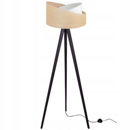 Gulvlampe tripod Light Home LH Juta træ 1x E27 60W tykke ben sort/naturlig 1 stk.