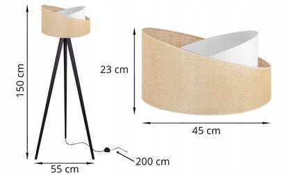 Gulvlampe tripod Light Home LH Juta træ 1x E27 60W tykke ben sort/naturlig 1 stk.