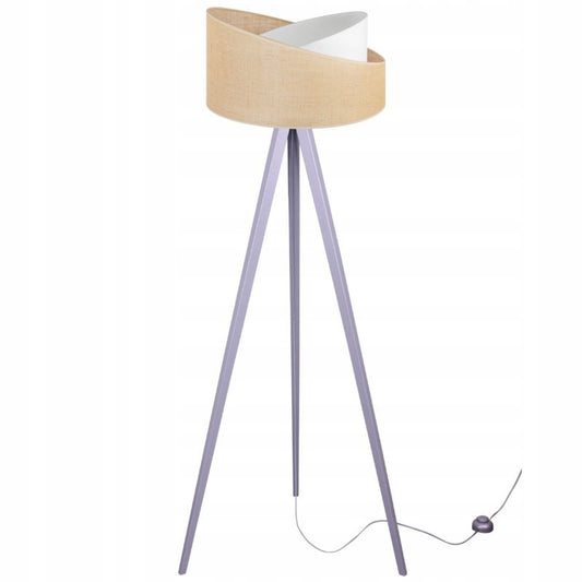 Gulvlampe tripod Light Home LH Juta træ 1x E27 60W tykke ben grå/naturlig 1 stk.