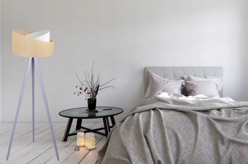 Gulvlampe tripod Light Home LH Juta træ 1x E27 60W tykke ben grå/naturlig 1 stk.